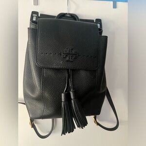 Tory Burch Black leather backpack excellent used condition